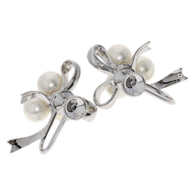 MIKIMOTO ミキモト パール 真珠 リボンモチーフ イヤリング シルバー  