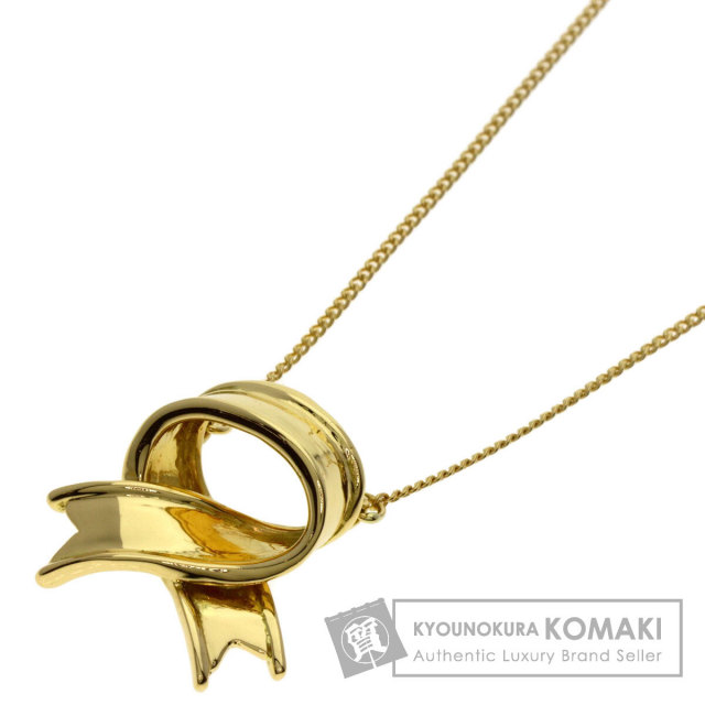 TIFFANY&Co. ティファニー リボンクロス ボウ ネックレス K18イエロー 