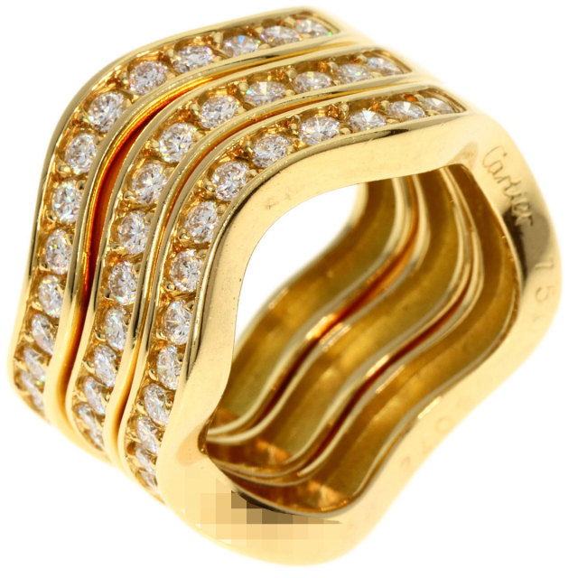 CARTIER カルティエ ネプチューン ダイヤモンド 3連 #48 リング