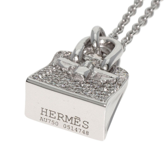 HERMES エルメス アミュレット バーキン ダイヤモンド ネックレス K18 