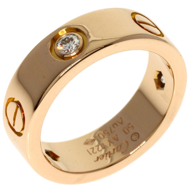 CARTIER カルティエ ラブリング 3P ハーフ ダイヤモンド #50 リング 