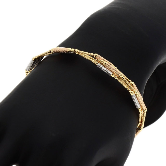 マグネット入り 3カラー ブレスレット K18ピンクゴールド/K18WG 10.5g