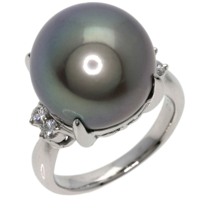 黒蝶パール 真珠 ダイヤモンド リング・指輪 プラチナPT1000 13.4g