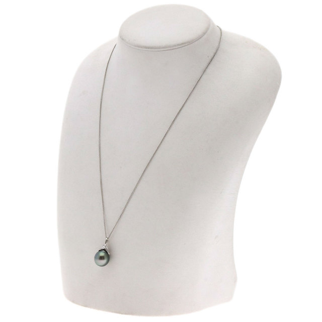 ブラックパール 真珠 ネックレス プラチナ/PT850 6.2g レディース