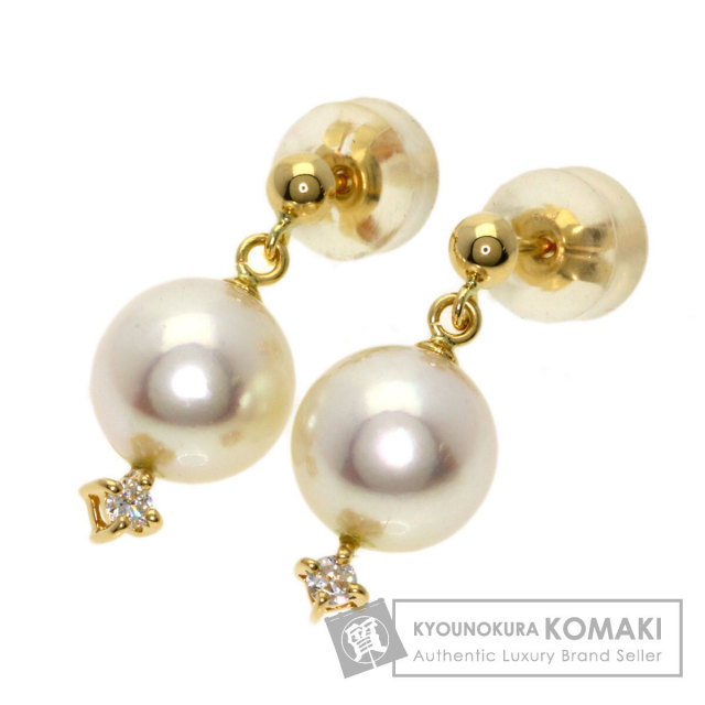 アコヤパール 真珠 ダイヤモンド ピアス K18イエローゴールド  