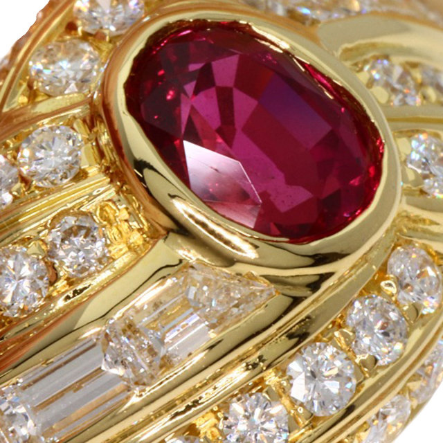 1.003ct ルビー ダイヤモンド リング・指輪 K18イエローゴールド 7.5g 