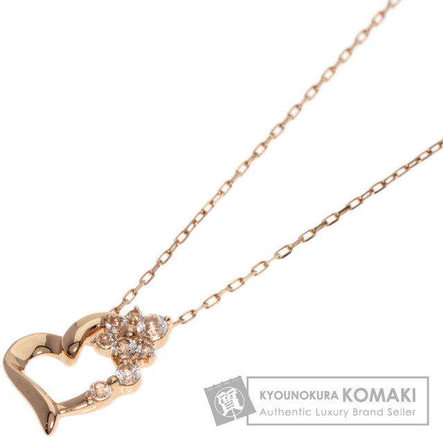 4℃ ヨンドシー ハートモチーフ カラーストーン ネックレス K10ピンク  