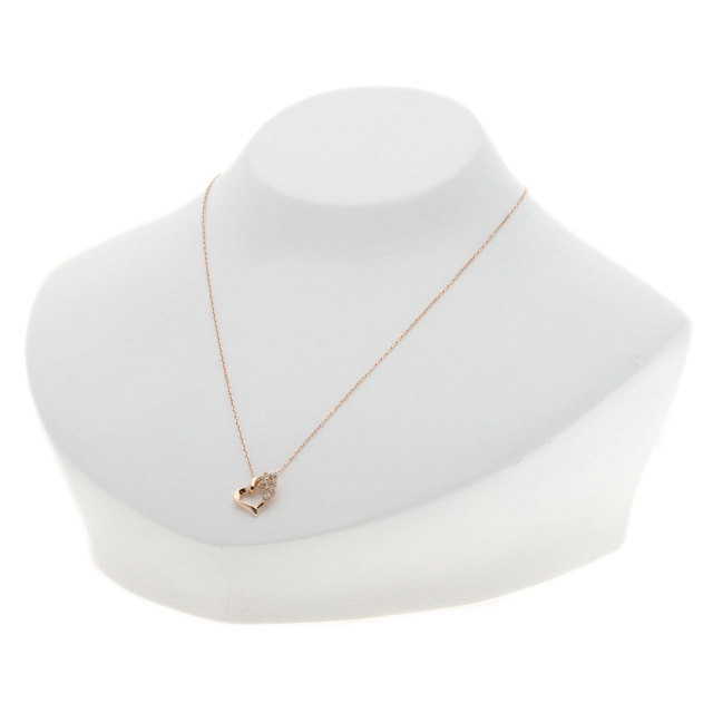 4℃ ヨンドシー ハートモチーフ カラーストーン ネックレス K10ピンク  