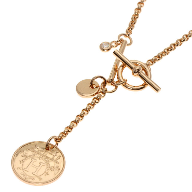 HERMES エルメス エクスリブリス 1P ダイヤモンド ネックレス K18  