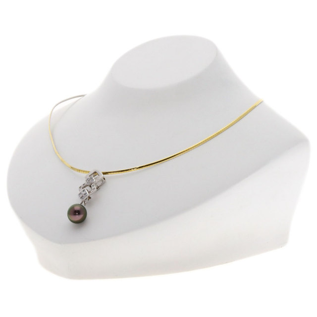 TASAKI タサキ ブラックパール 真珠 ダイヤモンド ネックレス K18  