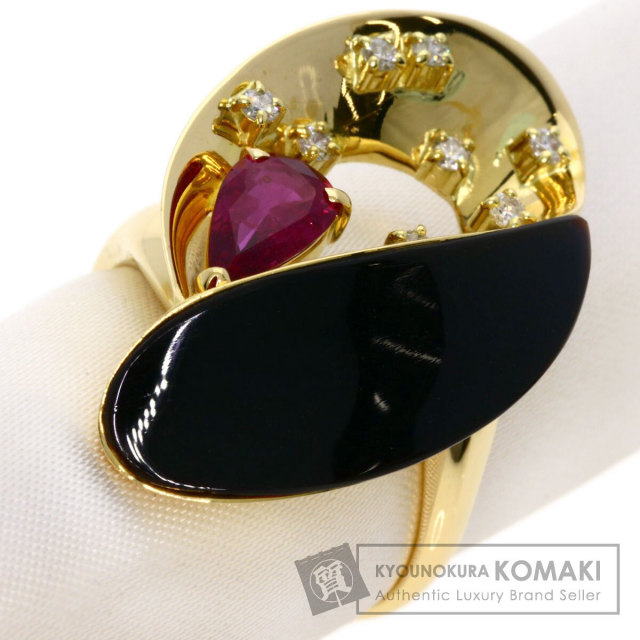 0.8ct ルビー ダイヤモンド カルセドニー 着色 リング・指輪 K18  