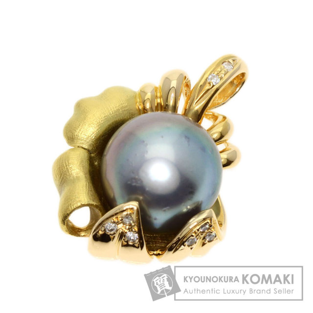 0.05ct パール 真珠 ダイヤモンド ペンダントトップ K18イエロー  