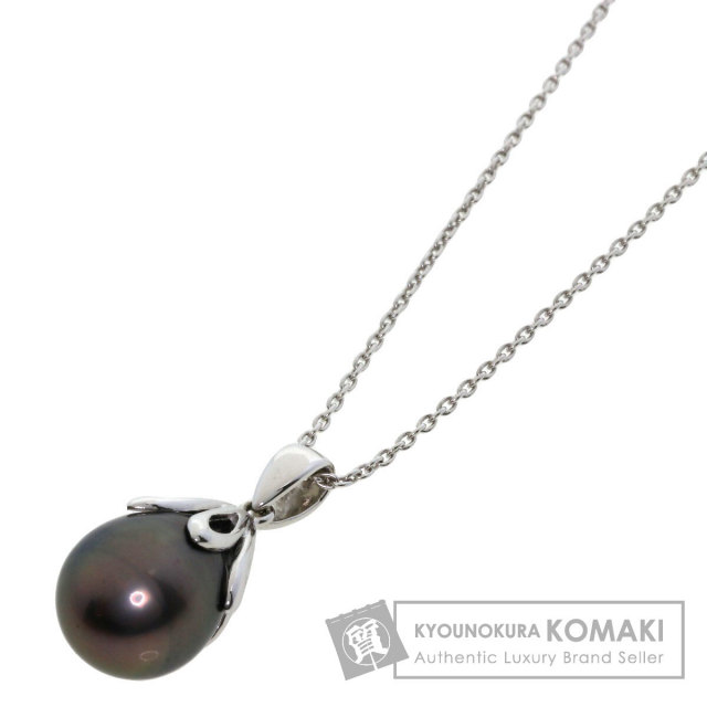 ブラックパール 真珠 ネックレス K18ホワイトゴールド 5.3g レディース 