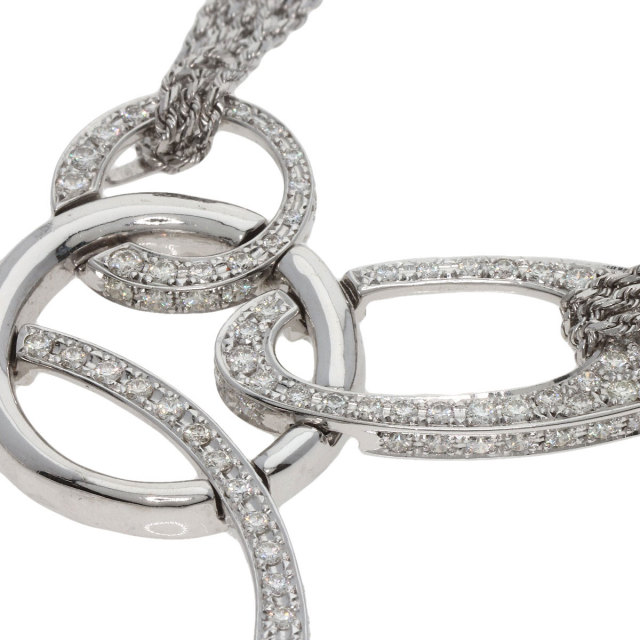 6.18ct ダイヤモンド サークル 3連 ツイスト チェーン ネックレス K18 