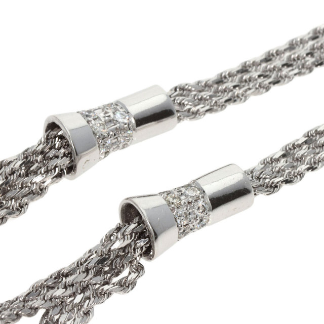 6.18ct ダイヤモンド サークル 3連 ツイスト チェーン ネックレス K18 