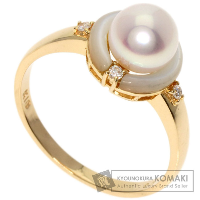 0.05ct パール 真珠 ダイヤモンド リング・指輪 K18イエロー 