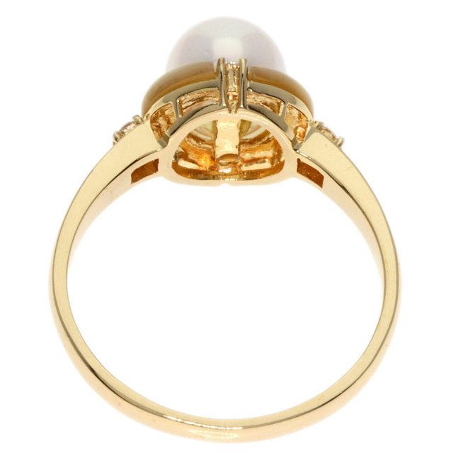 0.05ct パール 真珠 ダイヤモンド リング・指輪 K18イエロー 