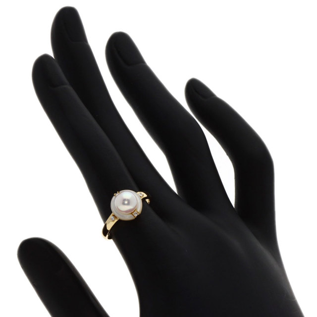 0.05ct パール 真珠 ダイヤモンド リング・指輪 K18イエローゴールド 