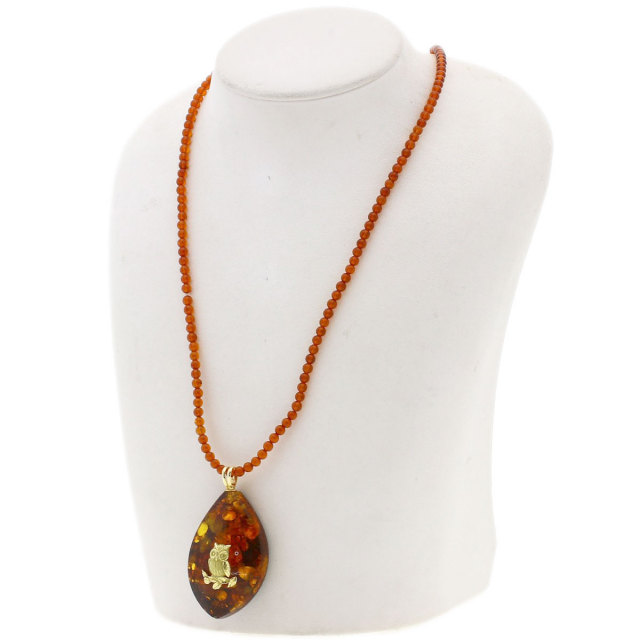 セレクトジュエリー ネックレス コハク 琥珀 フクロウ