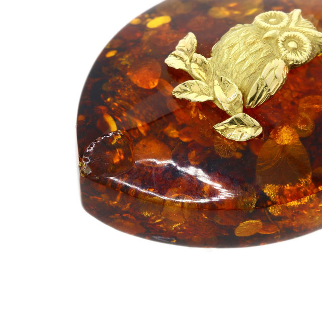 セレクトジュエリー ネックレス コハク 琥珀 フクロウ