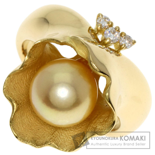 ゴールデンパール 真珠 ダイヤモンド リング・指輪 K18イエロー  