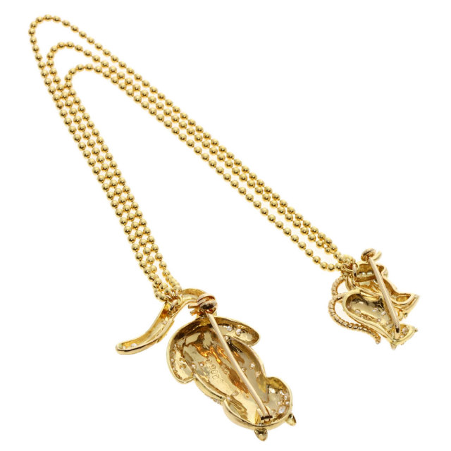 セレクトジュエリー ブローチ ネコ ネズミモチーフ ダイヤモンド