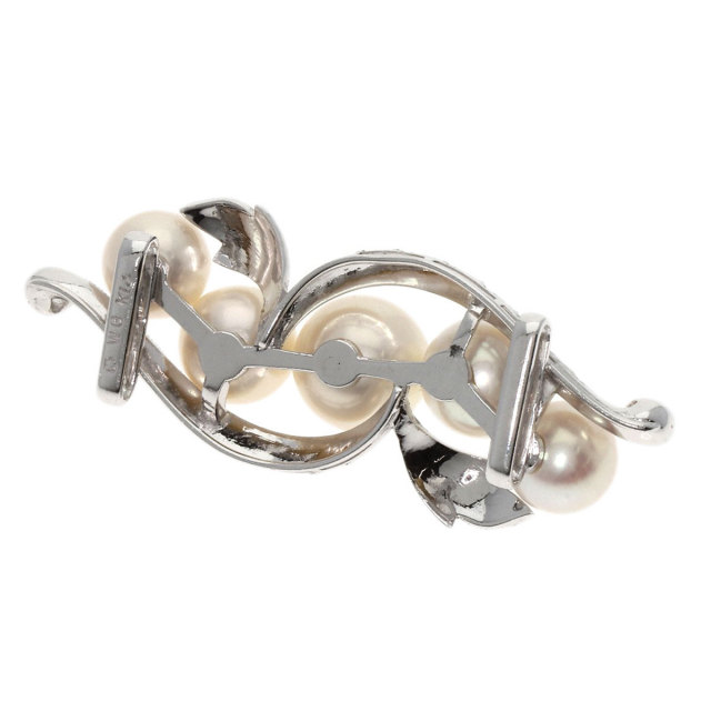 MIKIMOTO ミキモト パール 真珠 帯留め K14ホワイトゴールド