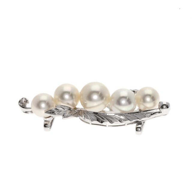MIKIMOTO ミキモト パール 真珠 帯留め K14ホワイトゴールド