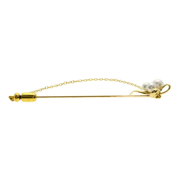 MIKIMOTO ミキモト パール 真珠 リボン ピンブローチ ブローチ