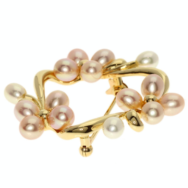 MIKIMOTO ミキモト パール 真珠 ブローチ K18イエローゴールド レディース