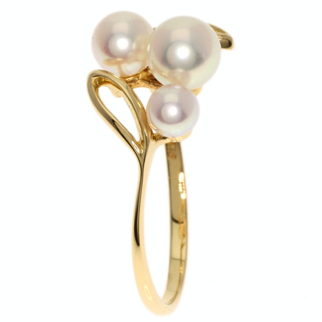 MIKIMOTO ミキモト パール 真珠 リーフ リング・指輪 K18イエロー 