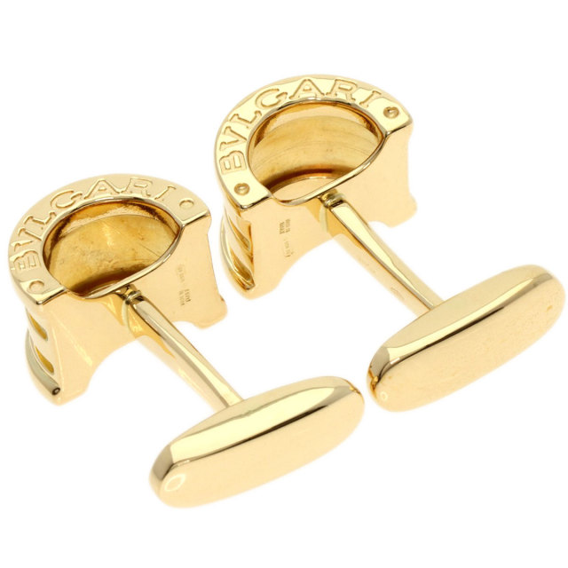 ブルガリ カフス K18YG ゴールド ボタンモチーフ カフリンクス Au750  