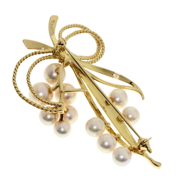 MIKIMOTO ミキモト アコヤパール 真珠 ブーケ ブローチ K18イエロー 