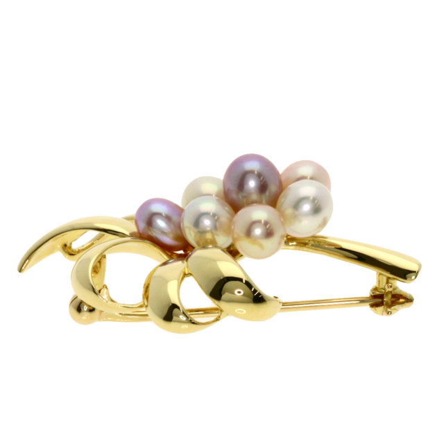 MIKIMOTO ミキモト 淡水パール 真珠 ブローチ K18イエローゴールド 