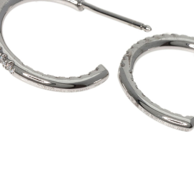 De Beers デビアス ダイヤモンド フープ ピアス K18ホワイトゴールド 