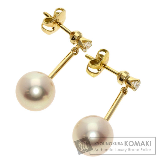 MIKIMOTO ミキモト パール 真珠 ダイヤモンド ピアス K18イエロー  