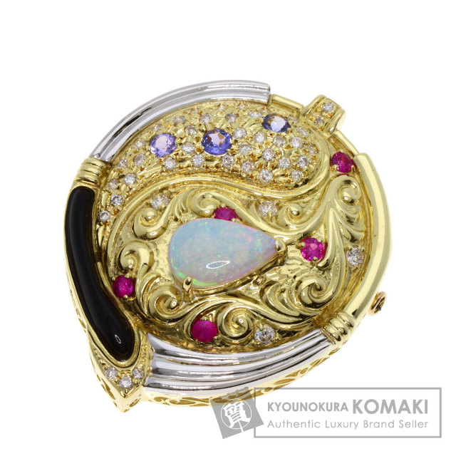 K18 オパール＆ダイヤモンド ブローチ