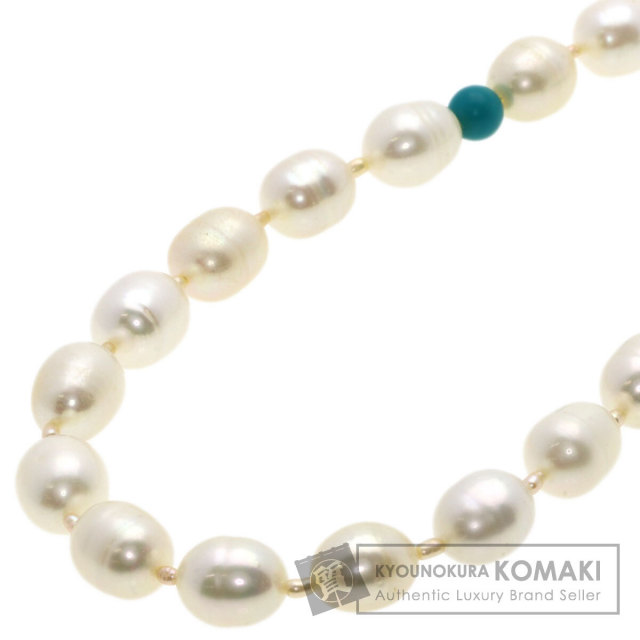 淡水パール 真珠 トルコ石 ロング ネックレス シルバー 95g