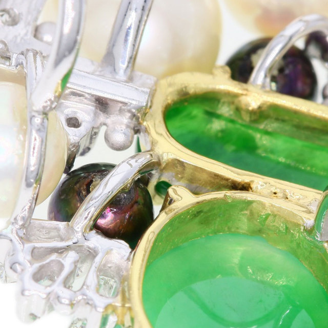 1.23ct 翡翠 ヒスイ パール 真珠 ダイヤモンド ペンダントトップ K18  