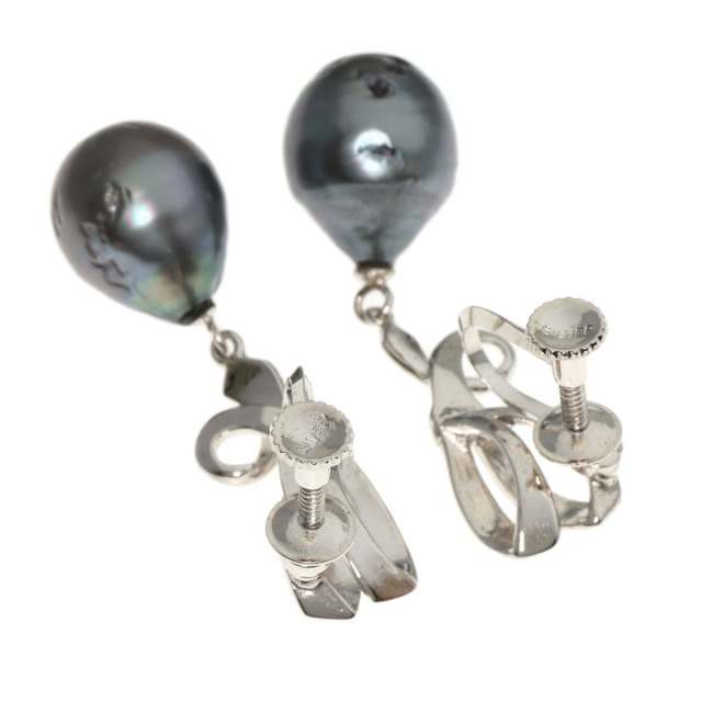 ブラックパール 真珠 バロックパール イヤリング 2点セット ネックレス  