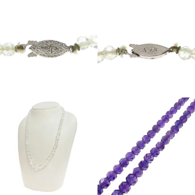 琥珀 コハク パール 水晶 6点セット ネックレス Amber 58.7g レディース 