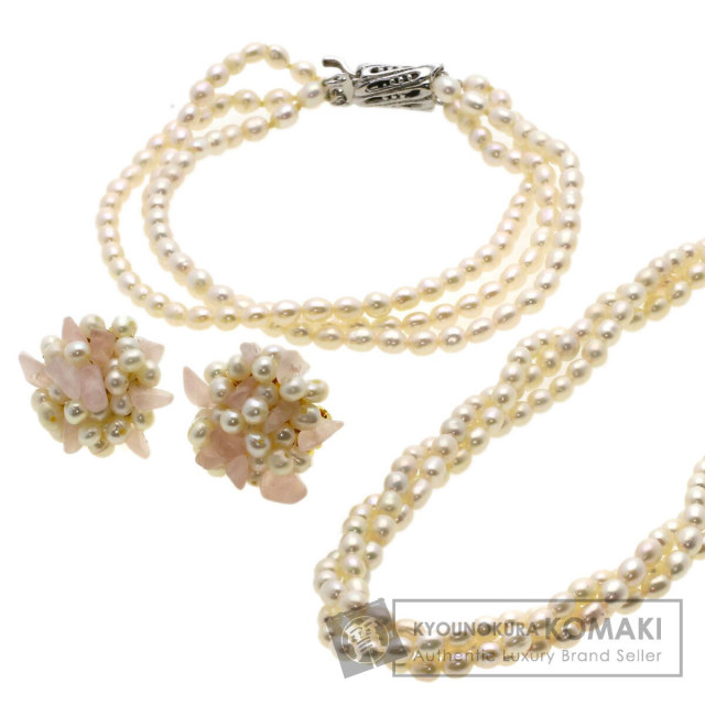 セレクトジュエリー ネックレス 淡水パール 真珠 イヤリング ブレスレット3点セット