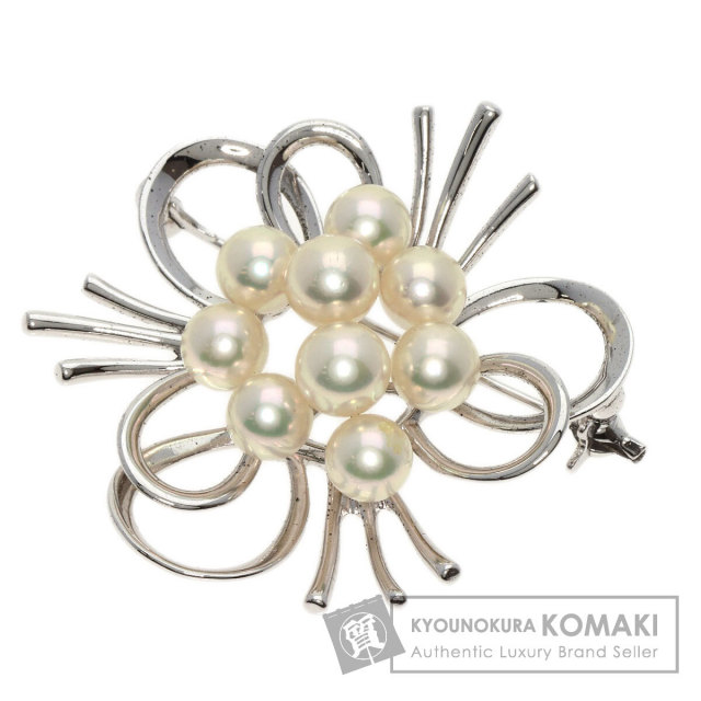 MIKIMOTO ミキモトパールブローチシルバーカラーレディース