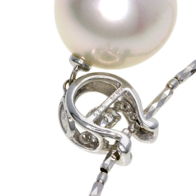 0.2ct 白蝶パール 真珠 ダイヤモンド ネックレス K18ホワイトゴールド  