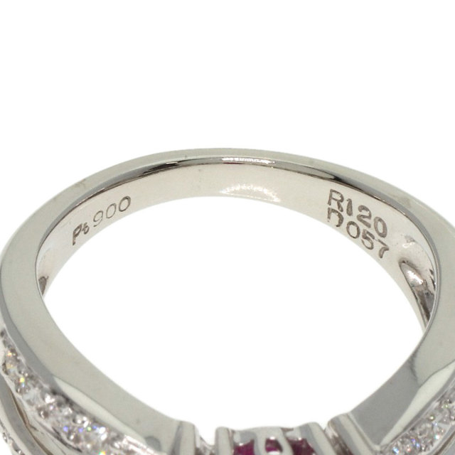Pt900ルビーダイヤモンドリング R0.50 D0.55 7.3g #9（1.2ct ルビー  