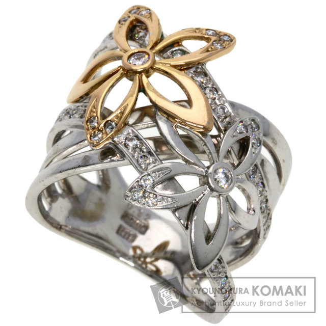 0.32ct フラワーモチーフ ダイヤモンド リング・指輪 K18ホワイトゴールド/K18PG 10.1g レディース 0.32ct フラワーモチーフ ダイヤモンド リング・指輪 K18ホワイトゴールド/K18PG 10.1g レディース