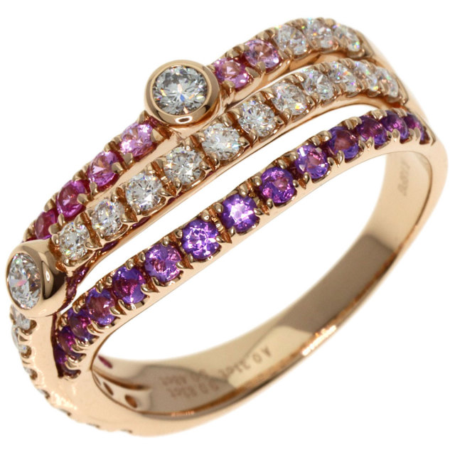 K18 750 リング アメジスト ダイヤ 13号アップ 7.45 g（新品同様  