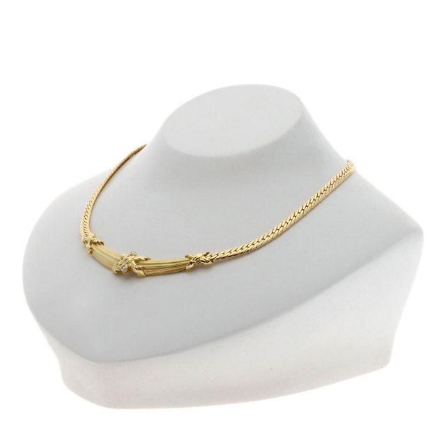 MIKIMOTO ミキモト 2P ダイヤモンド ネックレス K18イエロー