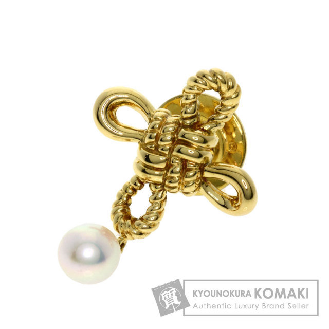 MIKIMOTO ミキモト リボン パール 真珠 ブローチ K18イエロー
