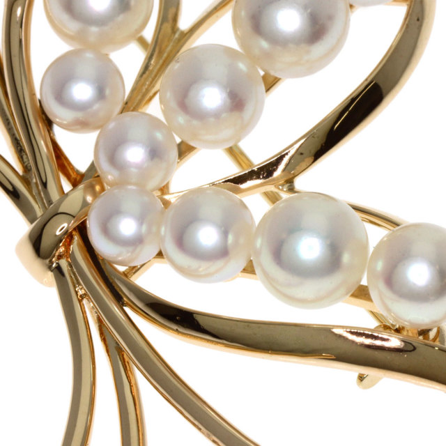 MIKIMOTO ミキモト パール 真珠 ブローチ K14イエローゴールド